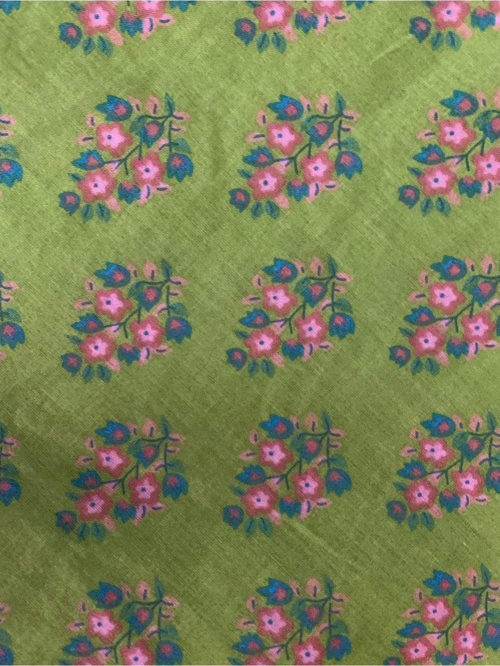 NATURAL LIFE Green with Pink Floral Print twin flat